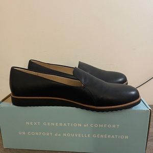 Black Leather Loafer with Wedge Heel | Size 10M Women’s | NWT